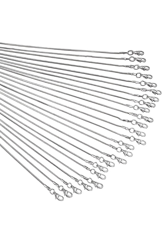 24pcs Chains for Jewelry Making 20 Inch 925 Sterling Silver Plated 1.2mm DIY Snake Chain Bulk Link Necklace with Lobster Clasps