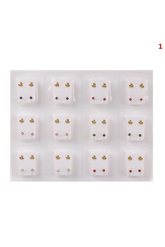 24pcs Medical Earrings Piercing Tool Ear Stud Surgical Steel Earrings for Women