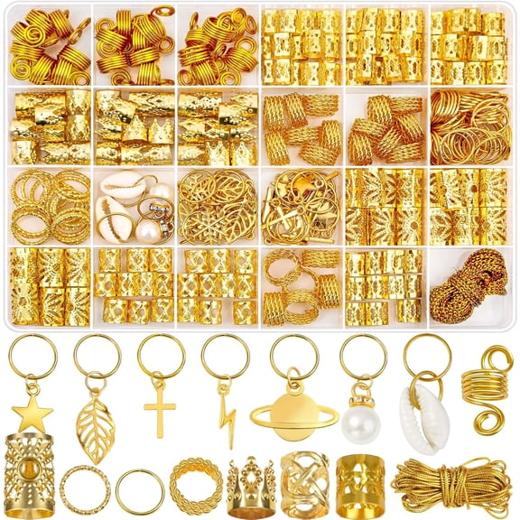 DESIGNICE 259 Pcs Hair Jewelry,Hair Accessories for Braids Silver Loc Jewelry for Hairs Dreadlocks Braid Jewelrys Hairs Cuffs Clips Dreadlock Accessories for WomenS Loc Charms Rings Decoration