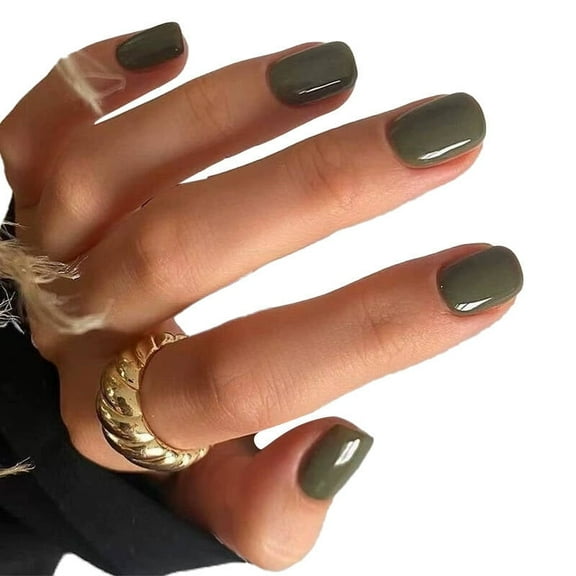 DESIGNICE 25Pcs Fake Nails Arc Fit Nails Press Ons,Time-Saving Exquisite Press on Nails for Women,Style7,Dark Green