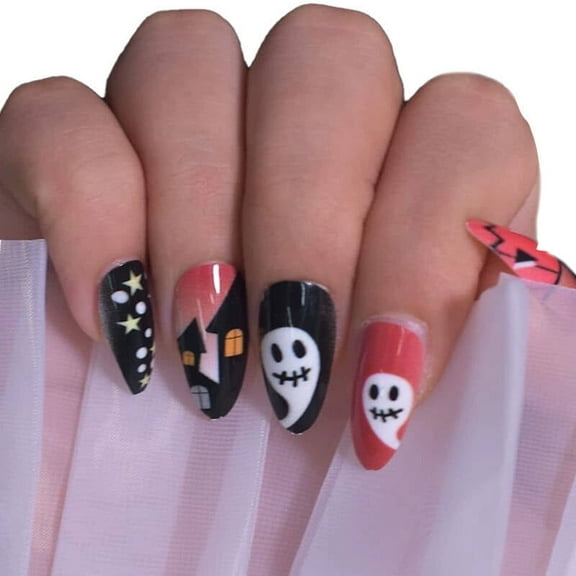 DESIGNICE 25Pcs Fake Nails Horror Theme Nails Press Ons,Enhanced Nail Visuals Long-Lasting Effect Press on Nails for Women,Style8,Multicolor