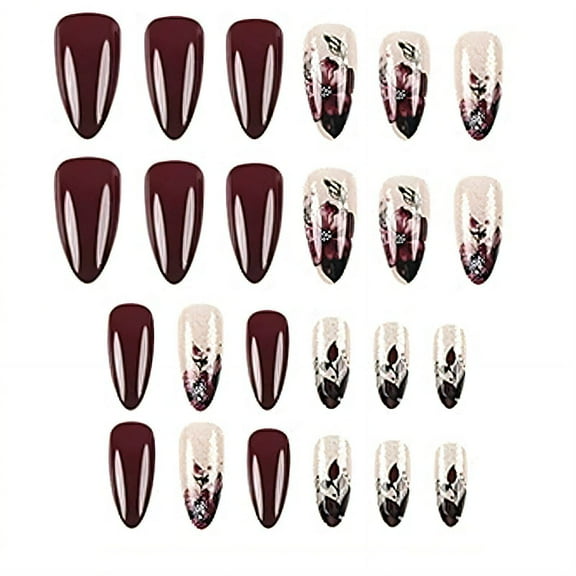 DESIGNICE 25Pcs Fake Nails Premium Materials Nails Press Ons,Moderate Length Quick to Apply Press on Nails for Women,Style1,Multicolor