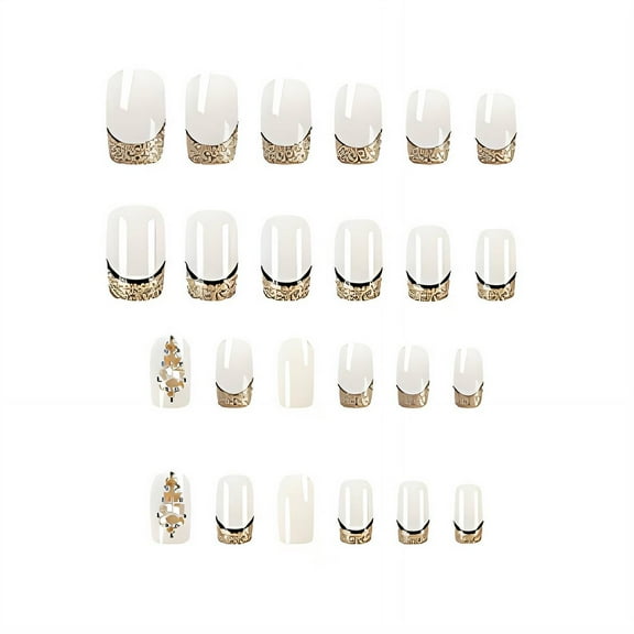 DESIGNICE 25Pcs Fake Nails Ultra-Thin Seamless Nails Press Ons,Comfortable Wear Rhinestone Embellishment Press on Nails for Women,Style4,Multicolor