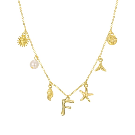 DESIGNICE 26 Initial Charm Necklace for Women Seashell Letter Necklaces Gold Charms Pendant Boho Summer Seashell Beach Jewelry Locket Necklace for Women Vintage S Necklace for Women Locket Necklace