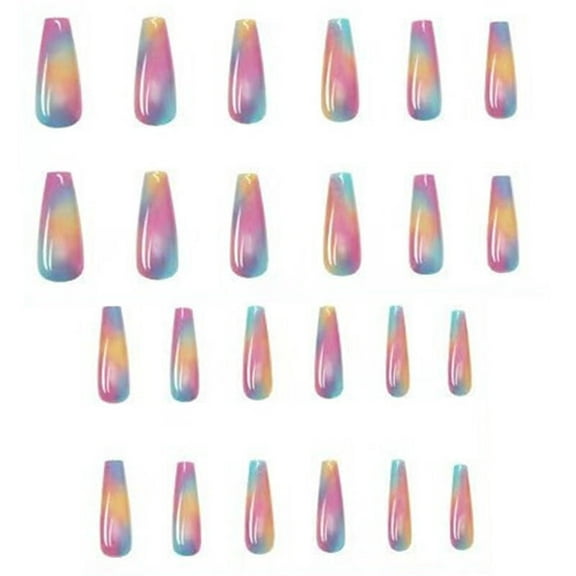 DESIGNICE 26Pcs Fake Nails Comfortable Fit Nails Press Ons,Long-Lasting Effect Perfect Manicure Effect Press on Nails for Women,Style7,Multicolor
