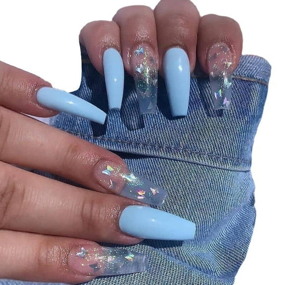 DESIGNICE 26Pcs Fake Nails Elegant Long Nails Press Ons,Showcases Feminine Charm Perfect Fit Press on Nails for Women,Style1,Multicolor