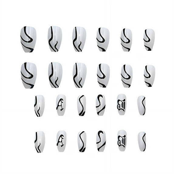 DESIGNICE 26Pcs Fake Nails Frosted Texture Nails Press Ons,Playful Style Unique Touch Press on Nails for Women,Style8,Multicolor