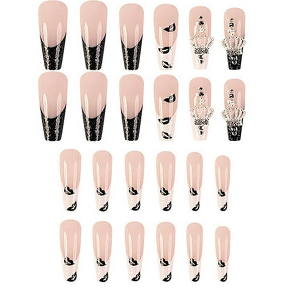 DESIGNICE 26Pcs Fake Nails Perfect Fit Nails Press Ons,Quick Wear Long-Lasting Effect Press on Nails for Women,Style7,Multicolor