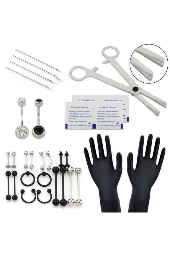 28Pcs Jewelry Accessories Conscious Eco Design Belly Button Piercing Distinctive Fashion Touch Essential for Daily Wear Belly Button Ring,Black