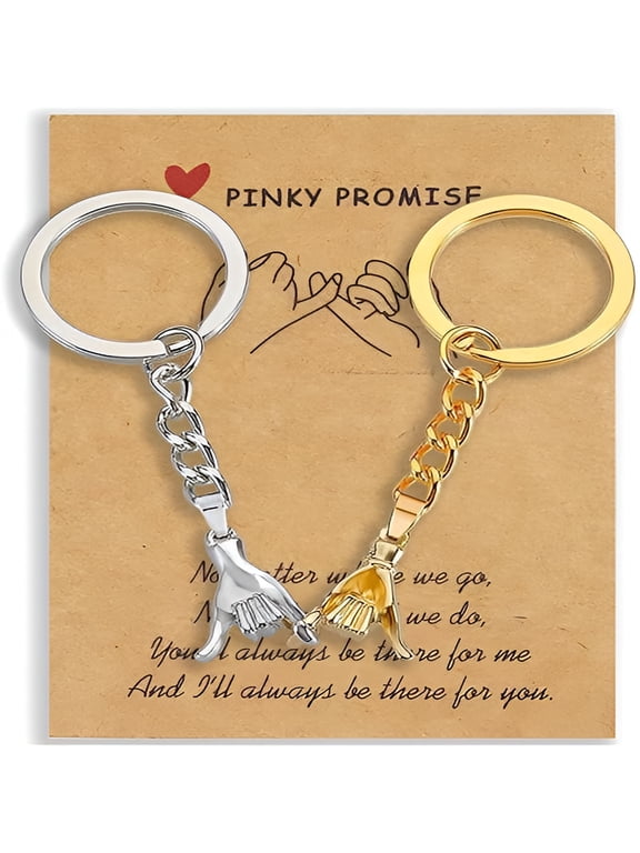 2PC Pinkie Promise Matching Couples Keychain Gift for Boyfriend Girlfriend Long Distance