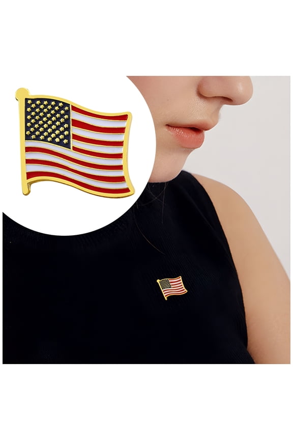 2PCS American Flag Lapel Pins, USA Flag Pins, Enamel American Patriotic Brooches Pins, Badge Patriotic Enamel Blazer Lapel Pin for women men