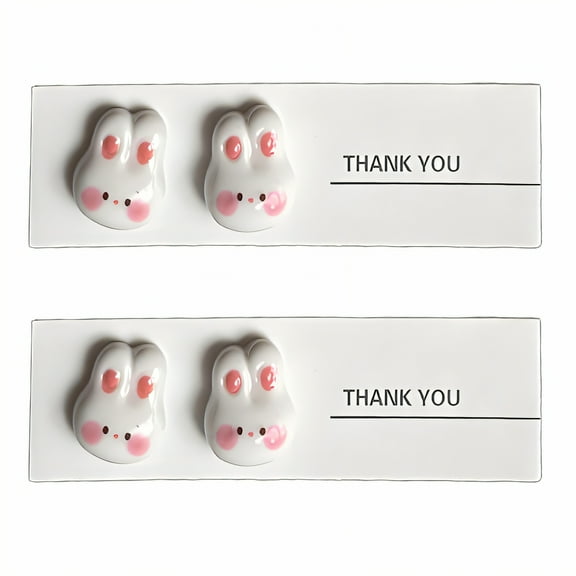 DESIGNICE 2Pairs Clip on Earrings,Resin Womens Jewelry,White Bunny Statement Earrings for Women,Style4