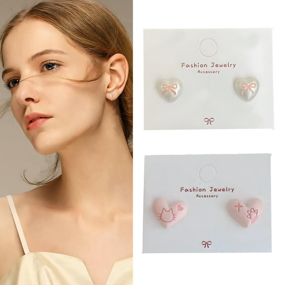 DESIGNICE 2Pairs Cute Earrings,Alloy Oil Dripping Process Stud Earrings,Graffiti Splicing Stud Earrings for Women,Style6