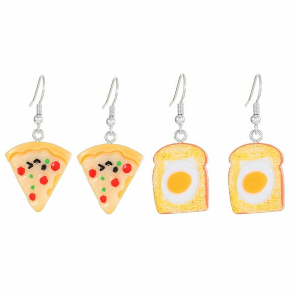 DESIGNICE 2Pairs Fun Earrings,Plastics and Resins Women'S Earrings,Butter Bread Beach Jewelry for Women,Style1