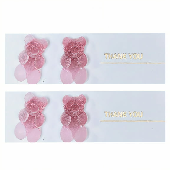 DESIGNICE 2Pairs Stud Earrings,Plastics and Resins Women'S Earrings,Pink Bear Hypoallergenic Earrings for Women,Style1