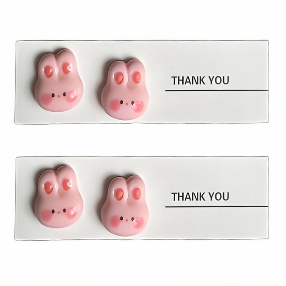 DESIGNICE 2Pairs Stud Earrings,Silver Plated Earrings Set,Pink Bunny Costume Jewelry for Women,Style1