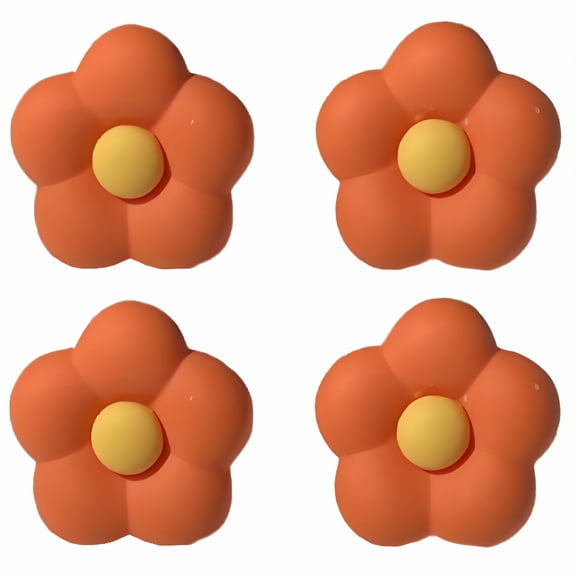 DESIGNICE 2Pairs Stud Earrings,Silver Plated Flower Earrings,Orange Flower Hypoallergenic Earrings for Women,Style1