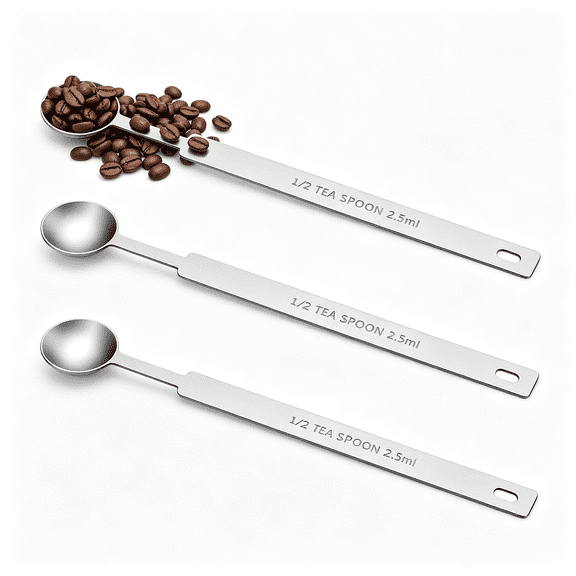 DESIGNICE 2Pcs 11/2 Teaspoon Scoop,7.091.02" Stainless Steel 1/2 Teaspoon Measuring Spoon,Single Measure Scoop for Precise Portion (2.5 Ml) 1/2 Teaspoon Scoop
