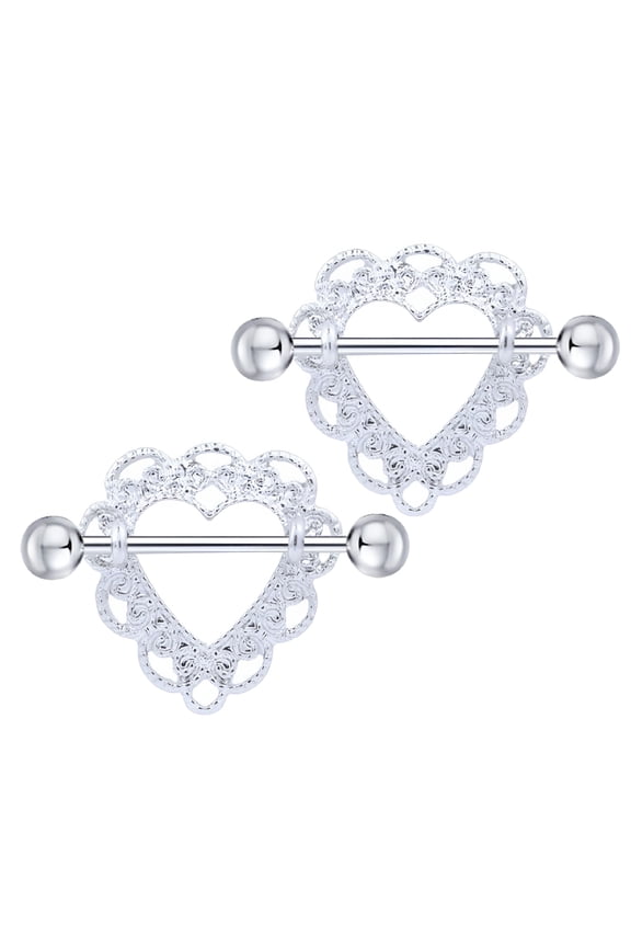 2Pcs 14G Heart Shaped Nipple Rings Body Piercing Jewelry