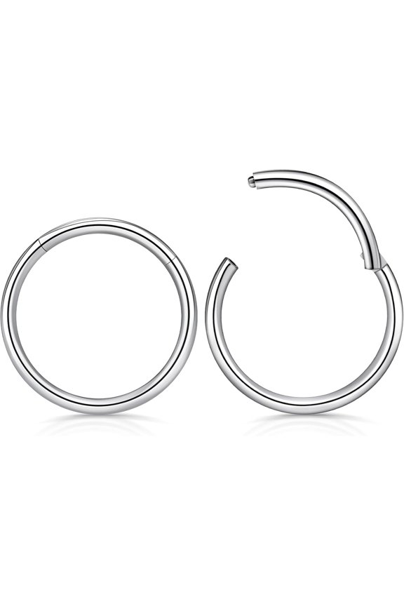 2Pcs 316L Surgical Steel Nose Rings Gold Nose Hoop Hinged Segment Septum Clicker Cartilage Helix Tragus Daith Rook Hoop Earrings Body Piercing Jewelry