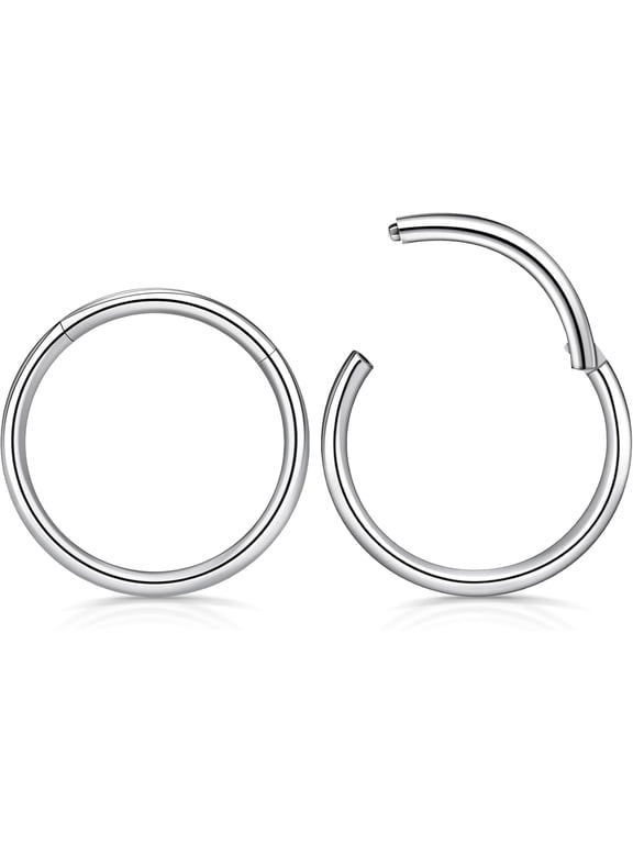 2Pcs 5Mm 316L Surgical Steel Nose Rings 20G Nose Ring Hoop 20 Gauge Silver Hinged Segment Septum Clicker Cartilage Helixtragus Daith Rook Hoop Earrings Body Piercing Jewelry