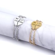 DESIGNICE 2-Pack Alloy Couple Friendship Bracelets, Matching Bangle Set for Women