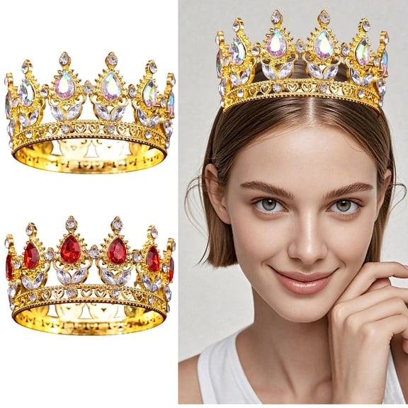 DESIGNICE 2Pcs Birthday Crown Adult Woman,Evenly Structured Three-Dimensional Lighting Birthday Crown for Girls,Vividly Layered Design Princess Crowns for Little Girls,Color-Mixing1