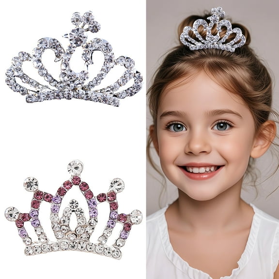 DESIGNICE 2Pcs Birthday Crown for Girls,Expressively Sculpted Design Birthday Crown for Girls,Strongly Impactful Aesthetics Princess Crowns for Little Girls,Color-Mixing1