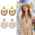 thumbnail image 1 of DESIGNICE 2Pcs Boho Earrings,Stud Earrings Women'S Earrings,Flowers Colorful Circular Dots Cute Earrings,Style2, 1 of 7