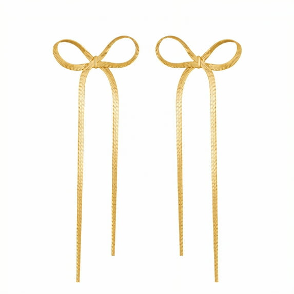 DESIGNICE 2Pcs Bow Earrings,Smooth Feel Bow Earrings for Women,Graceful Size Gold Bow Earrings,Gold1