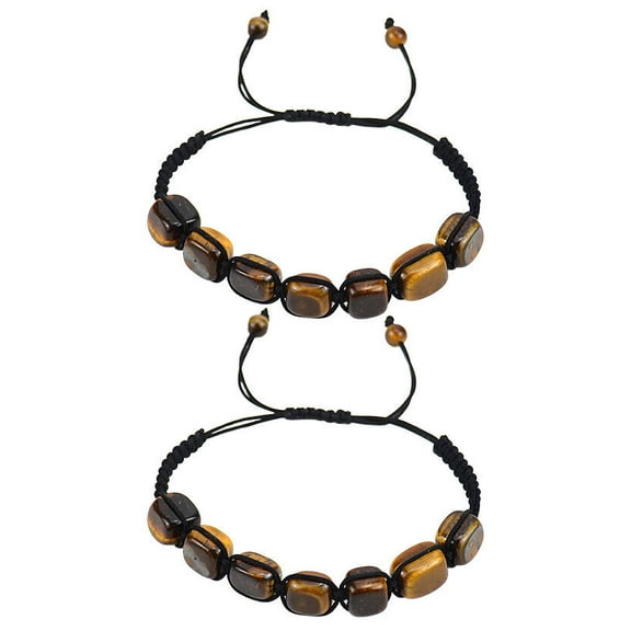 DESIGNICE 2Pcs Bracelet,Chakra Alignment Beaded Bracelets,Meditation Support Fashionable Accessory Healing Crystals,Brown