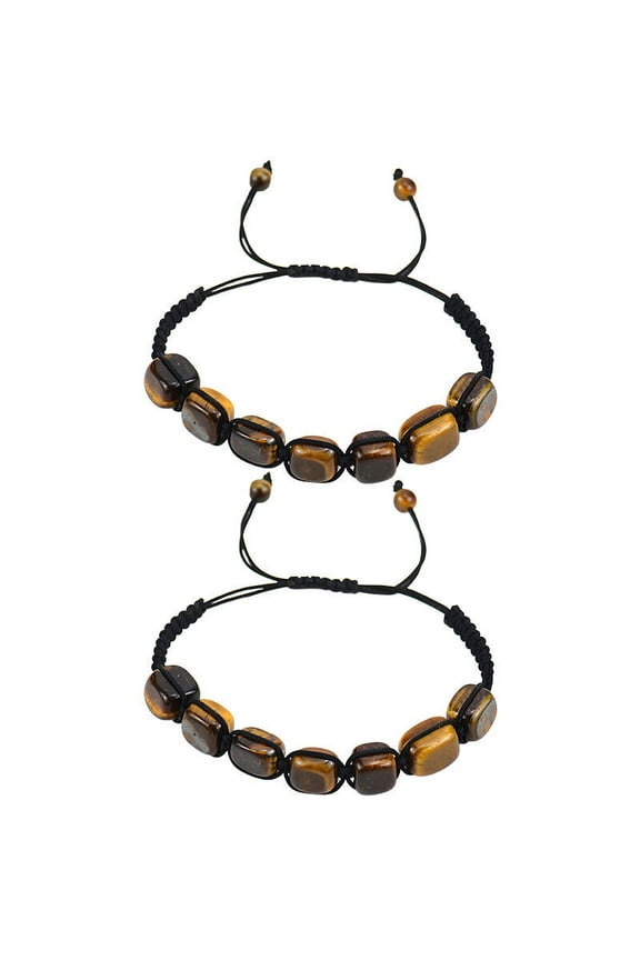 2Pcs Bracelet,Chakra Alignment Beaded Bracelets,Meditation Support Fashionable Accessory Healing Crystals,Brown