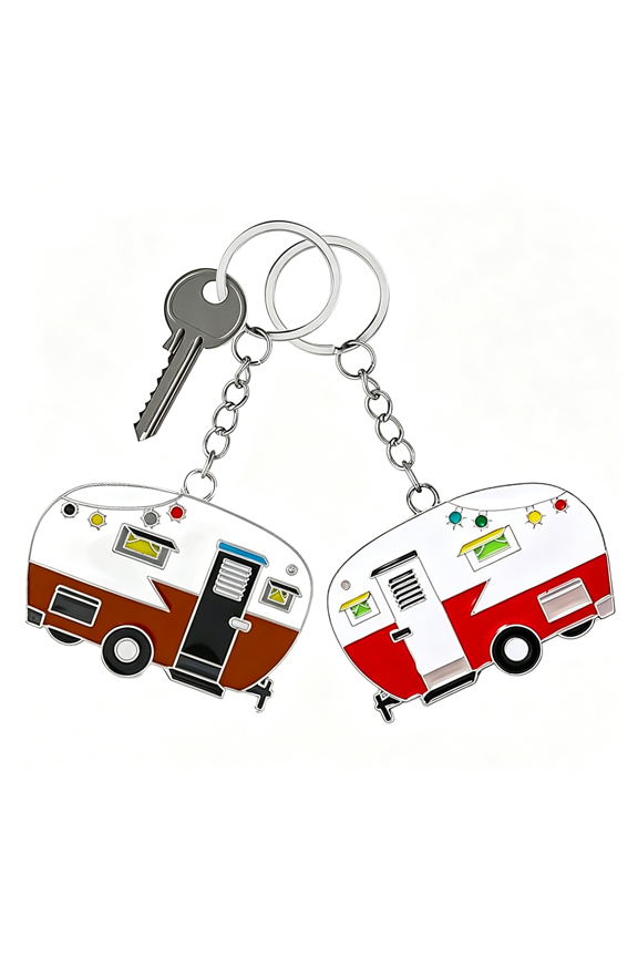 2Pcs Camper Keychain Set Happy Rv Camper Keyring Couples Camping Accessories for Men Women Travel Trailers Rv Key Chain