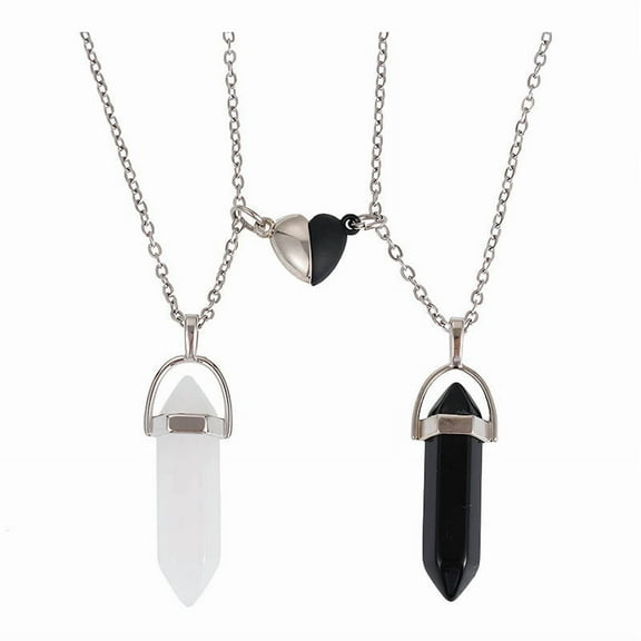 DESIGNICE 2Pcs Couples Necklace Hexagonal Column I Love You Gifts for Him Couple Magnetic Design Matching Necklace Style 1