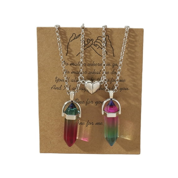 DESIGNICE 2Pcs Couples Necklace Hexagonal Column I Love You Gifts for Him Couple Magnetic Design Matching Necklace Style 5