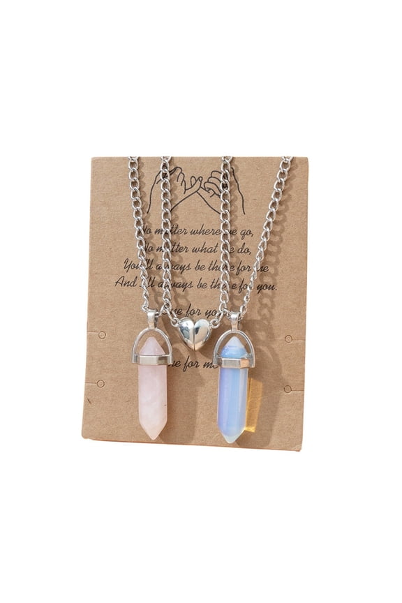 2Pcs Couples Necklace Hexagonal Column I Love You Gifts for Him Multifunctional Accessories Matching Necklace Style 8