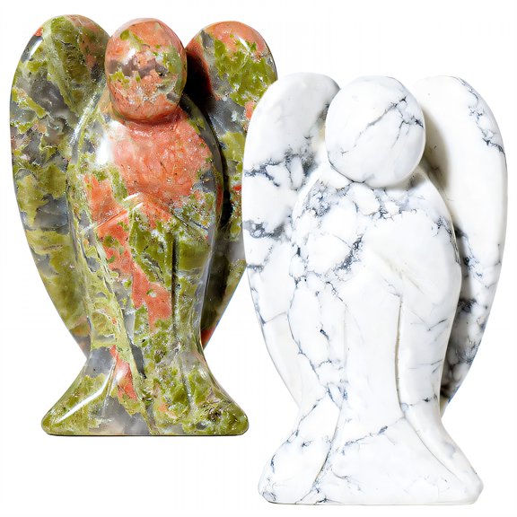DESIGNICE 2Pcs Crystal Angel Figurines Suitable for Various Settings Crystal Angel Creative and Innovative Design Crystals and Healing Stones Colormixing1