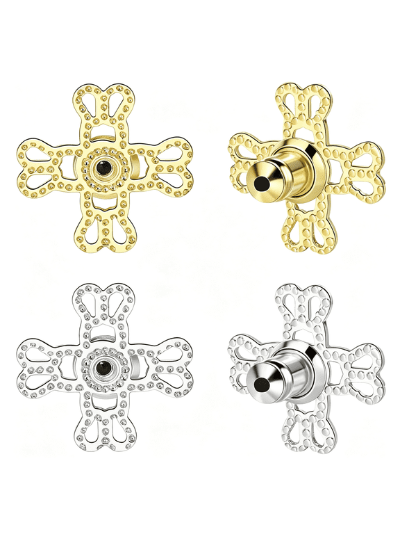2Pcs Earring Backs For Droopy Ears, Lightweight Earring Lifters Backs For Heavy Earrings, Tight Locking Flower Shape Earring Backs For Studs, Large Pierced Support Backings, Mixed Color