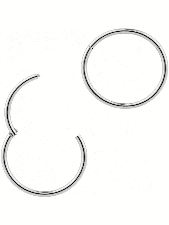 2Pcs G23 Titanium 18G (Standard Fit) Hinged Segment Ring Hoop Implant Grade Nickel Free Septum Nose Lip Helix Tragus Earring Body Piercing Jewelry,6mm- 13mm