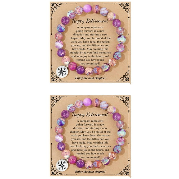 DESIGNICE 2Pcs Gem Bracelet,Trendy Music Note Charm Bracelet,LayeRed Bead and Leather Bracelets,Multicolor