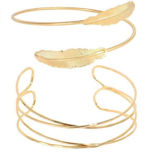 DESIGNICE 2Pcs Gold Bangles for Women Adjustable Arm Cuff Jewelry Electroplating Process Gold Arm Cuff for Women Sister Gifts Colormixing1