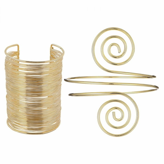 DESIGNICE 2Pcs Gold Bangles for Women Multi-Layer Design Cuff Bracelets Open Design Arm Cuff Gold for Wedding Day Bridesmaid Gifts Colormixing1