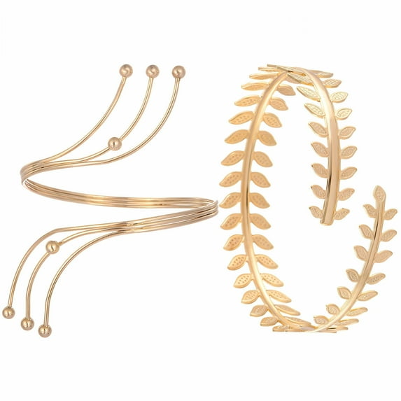 DESIGNICE 2Pcs Gold Bangles for Women Multi-Layer Design Gold Arm Cuff Open Design Gold Arm Cuff for Women Wife Gifts Colormixing2