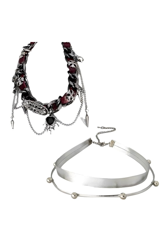 2Pcs Goth Accessories, Bold Devil Gothic Spirit Goth Jewelry, Dark Touch Punk Design Gothic Valentines Day Gift