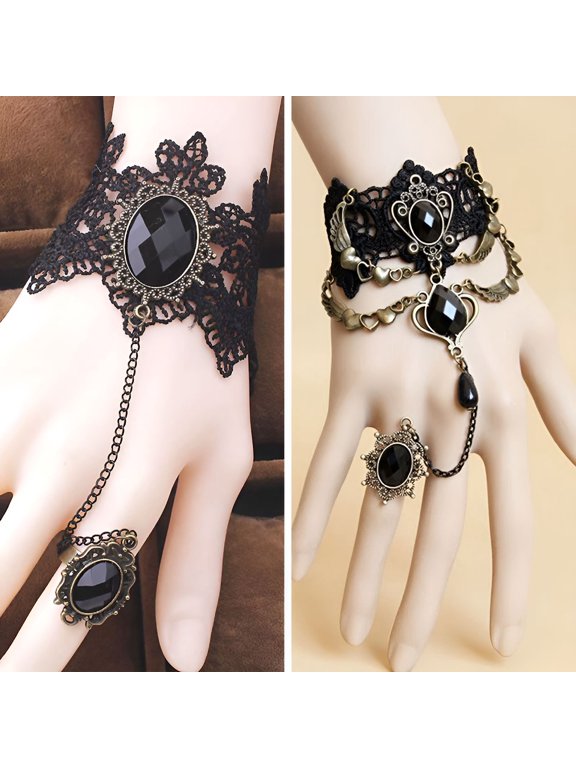 2Pcs Goth Accessories,Bold Gothic Spirit Demon Goth Jewelry,Dark Edge Punk Vibe Gothic Valentines Day Gifts