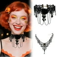 thumbnail image 1 of DESIGNICE 2Pcs Goth Accessories,Lace Gem Chain Tassel Goth Necklace,Polyester Alloy Black Jewelry Sets for Women,For Women Halloween Daily Use,Style5, 1 of 7