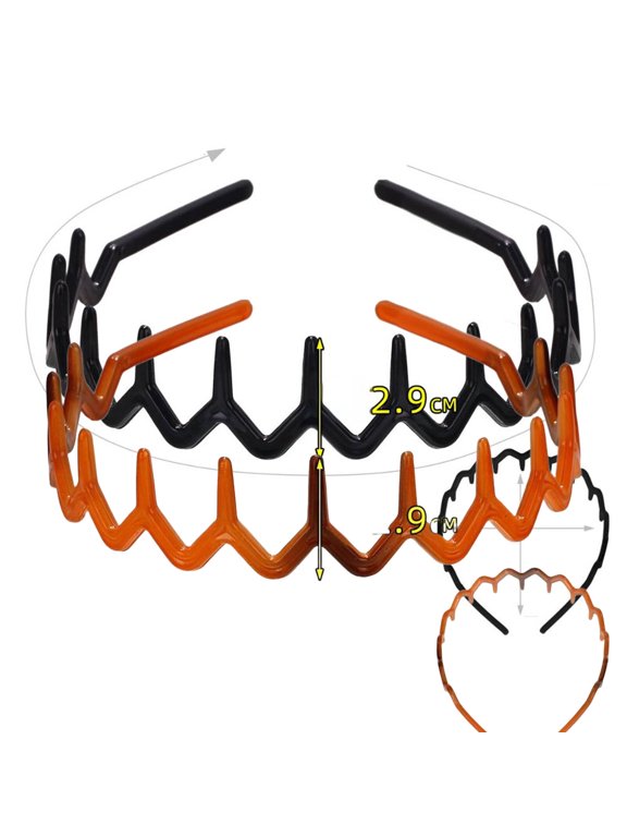 2Pcs Headbands for Women Long Teeth Headband Hair Accessories for Women Simple Style Hair Bands for Women's Hair 13.7x11.7cm,Multicolor