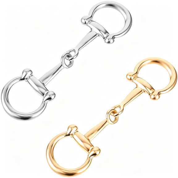 DESIGNICE 2Pcs Horse Bit Buckle Double Silk Scarf Buckle Ring,D Ring Snaffle Bit Buckles for Women Diy Snaffle Horse Jewelry Loafer Shoes Decoration Bandana Ring