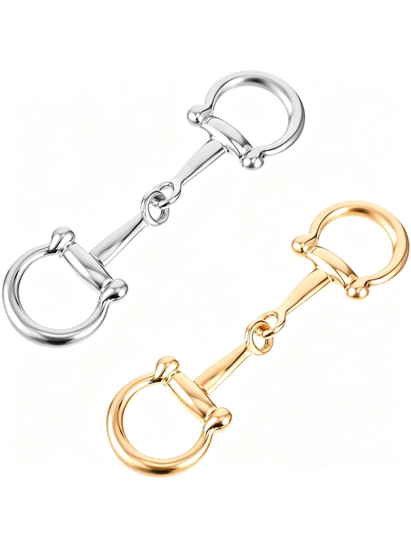 2Pcs Horse Bit Buckle Double Silk Scarf Buckle Ring,D Ring Snaffle Bit Buckles for Women Diy Snaffle Horse Jewelry Loafer Shoes Decoration Bandana Ring