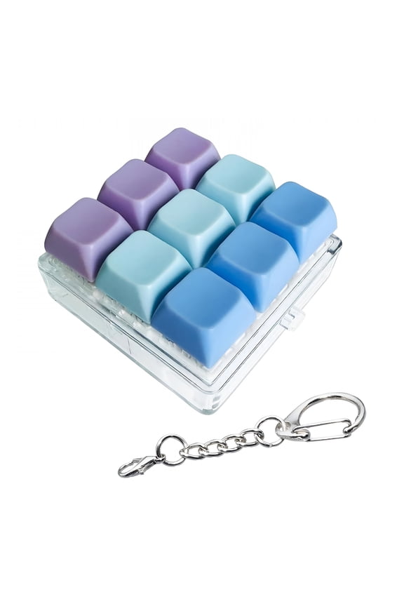 2Pcs Keyboard Fidget Toy Click Keychain Stress Relief Button Toy 9-In-1 Keyboard Decompression Button Gift for Adult Colorful Macaron